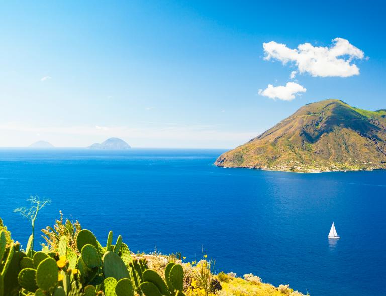view of the aeolian islands and the sea