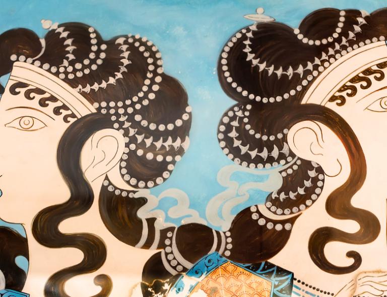 dipinto nel palazzo di cnosso creta in grecia durante viaggio a piedi