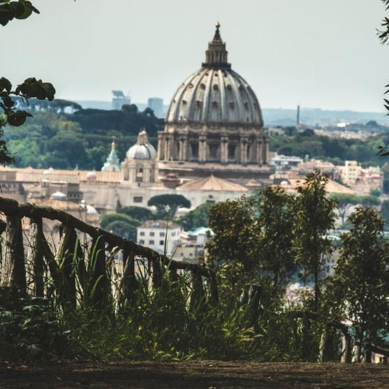 Via Francigena path leading to Rome