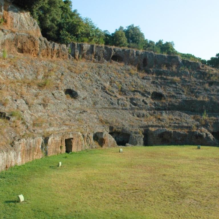 Ancient tuff-carved archaeological site along the Via Francigena Viterbo to Rome
