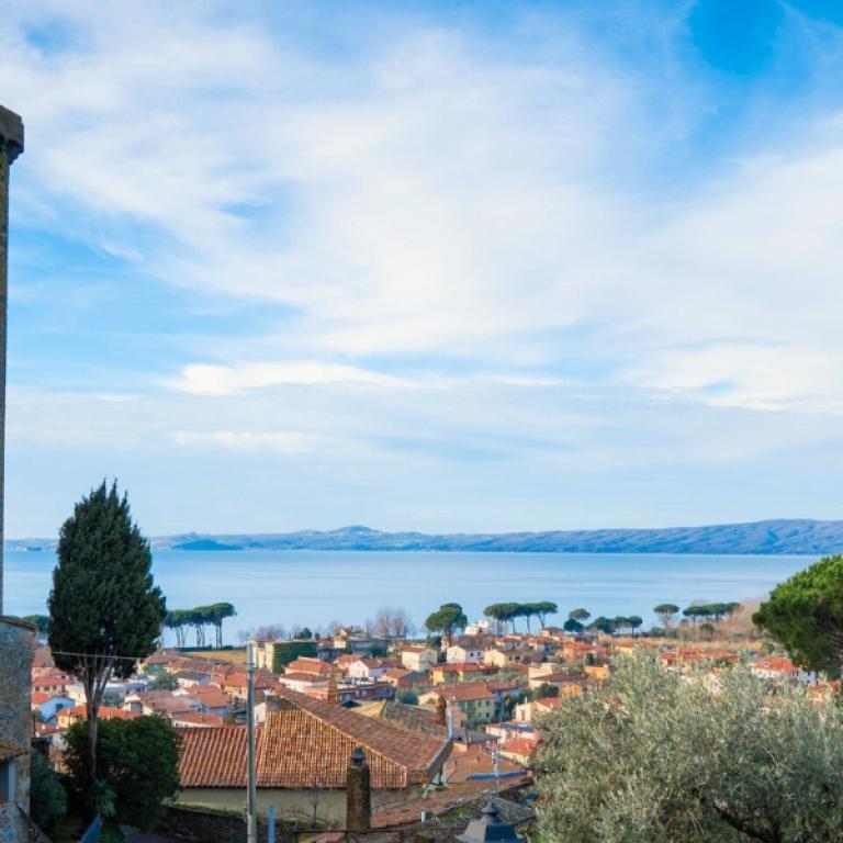 Panoramic view of Bolsena town along the Via Francigena Siena Viterbo