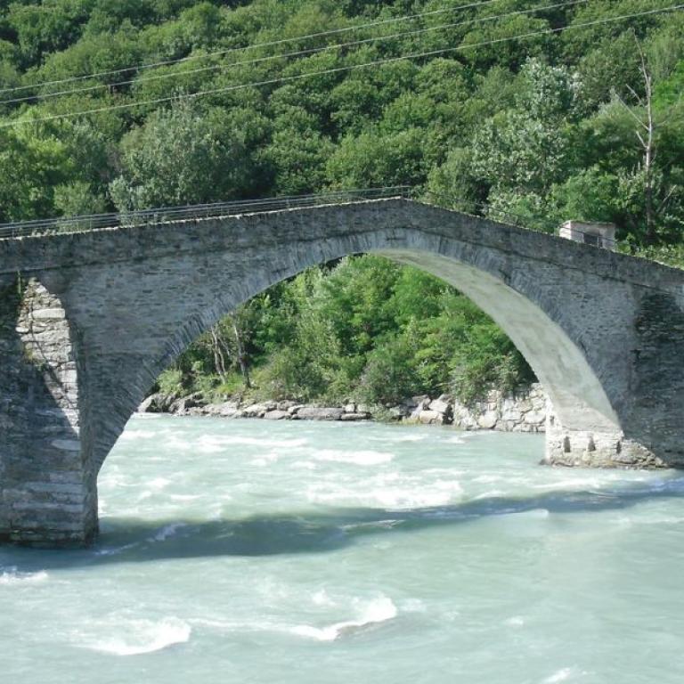 Stone bridge on river
