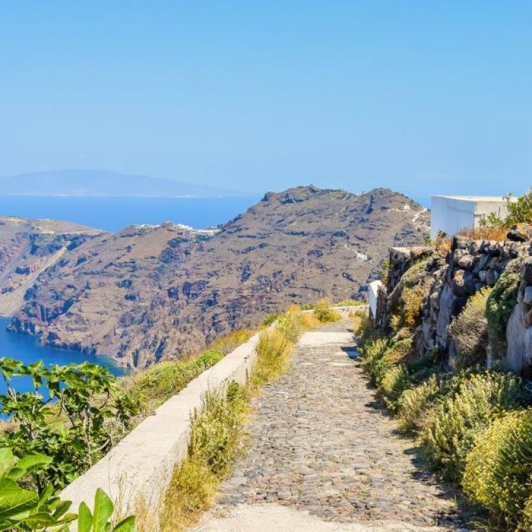 the cyclades santorini view from above