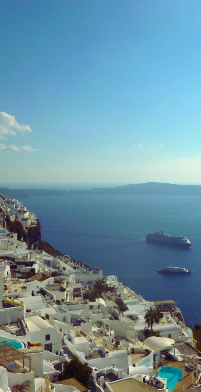 Blue domes on the island of Santorini in the Cyclades