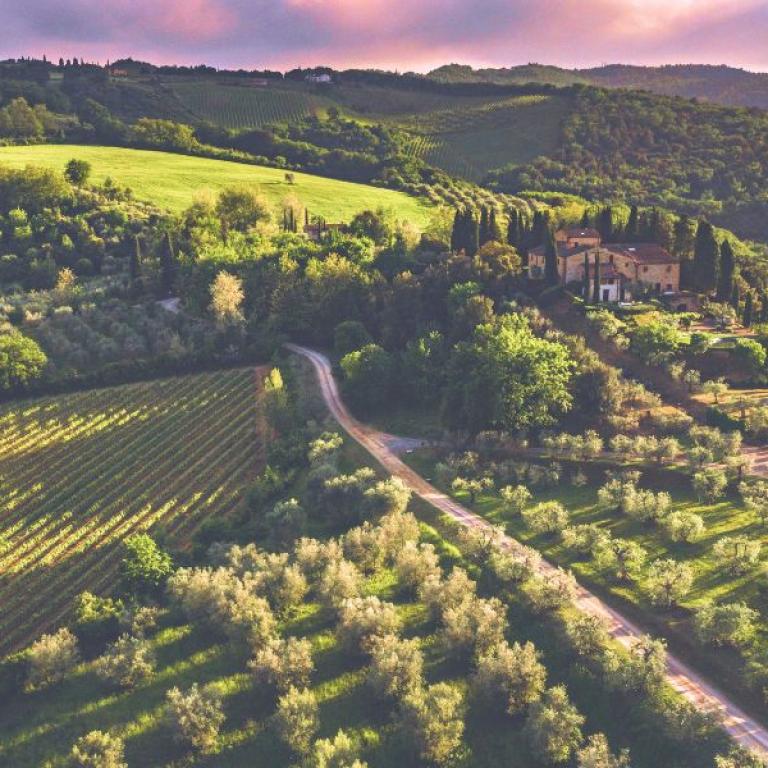 Tuscan Via Francigena Lights and shadows above Gambassi