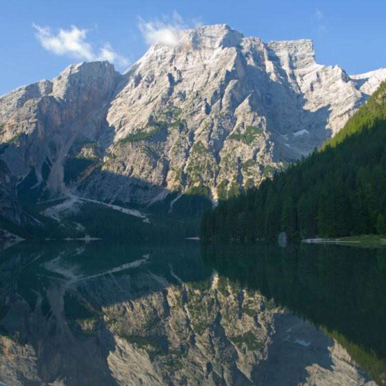  view of the dolomites mountain and lake