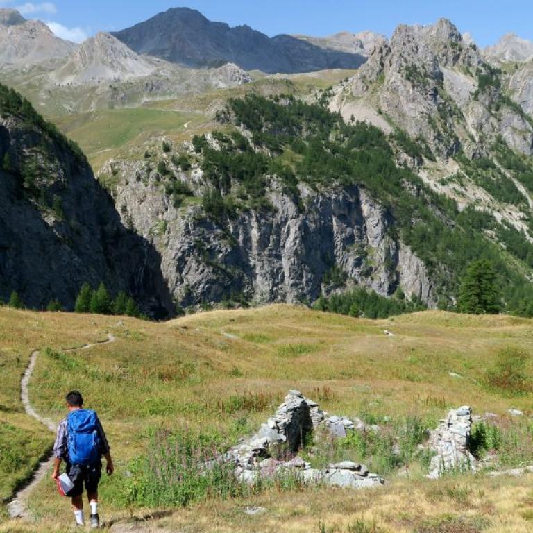 solo walker on Val Maira landscape