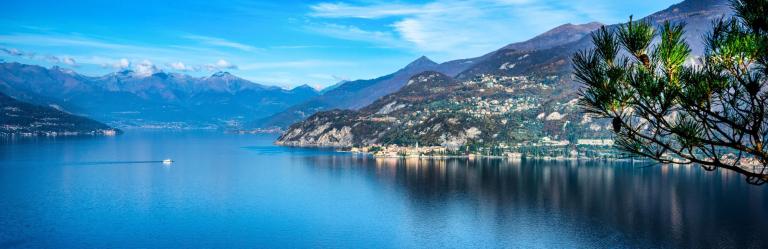  The azure lake of Como amid the mountains
