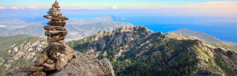Panoramic view of Elba sea from mountain