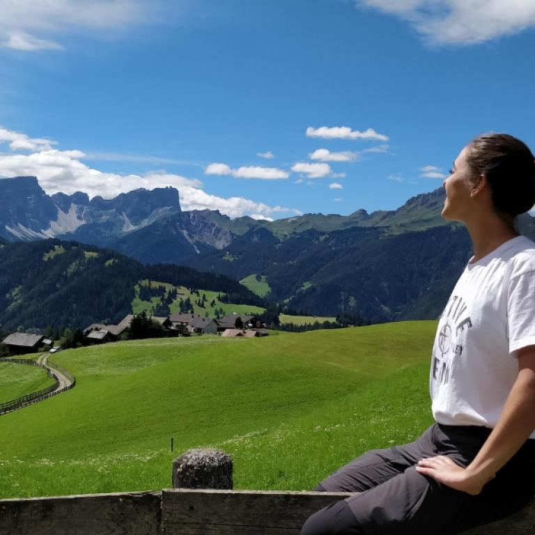 woman admiring the view in val badia