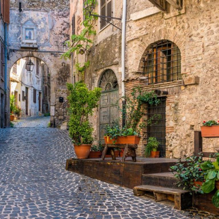 pictoresque street on Saint Francis Way Rieti Roma