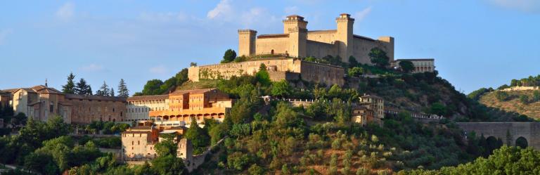 View of the Albornoz Fortress in Spoleto Via Francigena