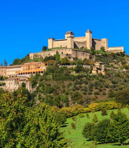 Albornoz fortress in Spoleto on St Francis Way to Rieti