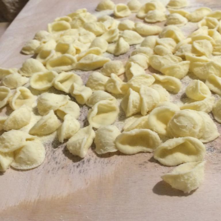 homemade orecchiette typical pasta of the cammino materano