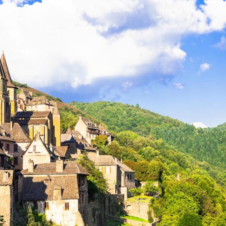 end of the camino in saint-foyde-conques medieval abbey 
