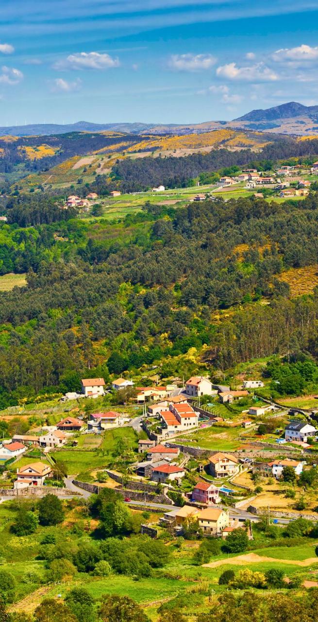 The colorful town of Caldas De Rei on the Camino Portuguese