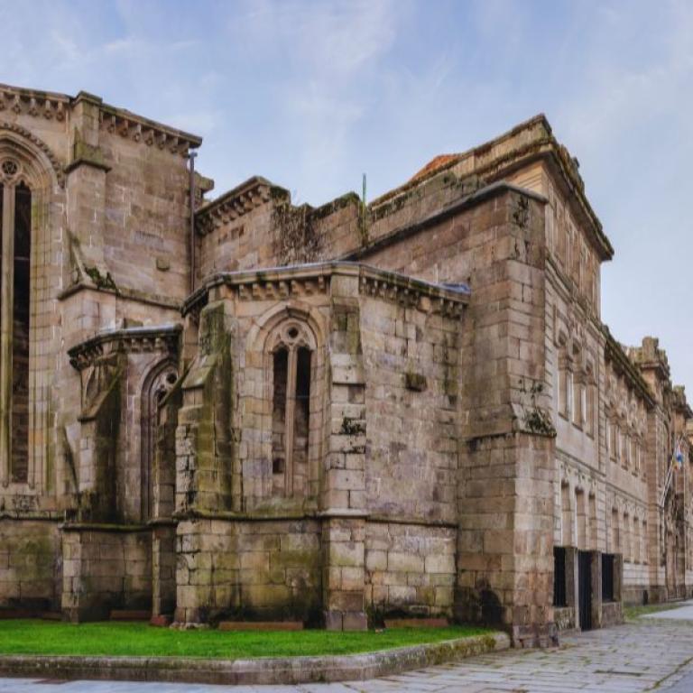 Cathedral facade in Pontevedra old town, Camino Portuguese 