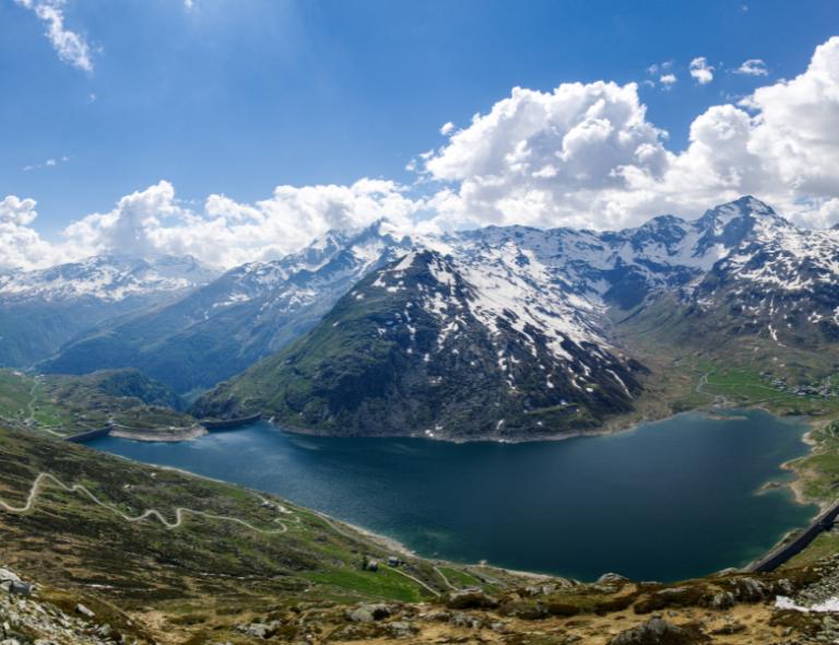 View on Montespluga Lake in Switzerland 