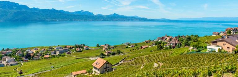 Sentiero di trekking in Svizzera tra le Alpi sulla francigena