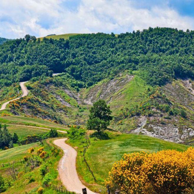 Via Romea Germanica paesaggio strada negli appennini