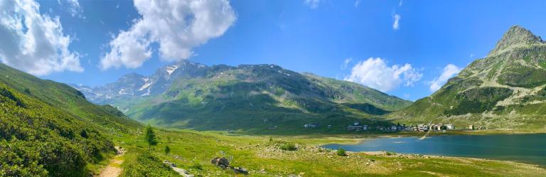 the high mountains and green meadows of the via spluga