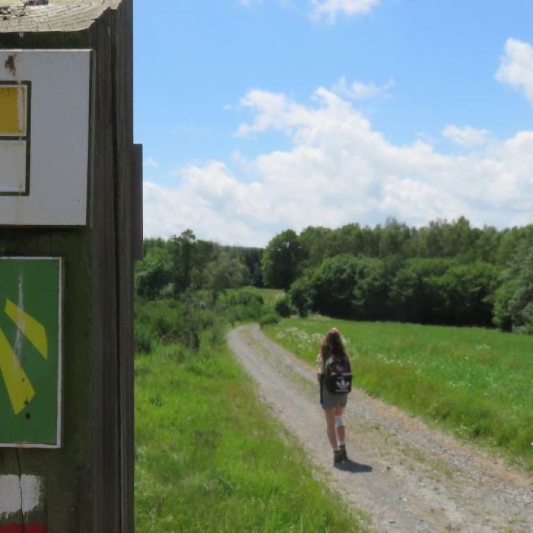 woman walking the transardennaise path