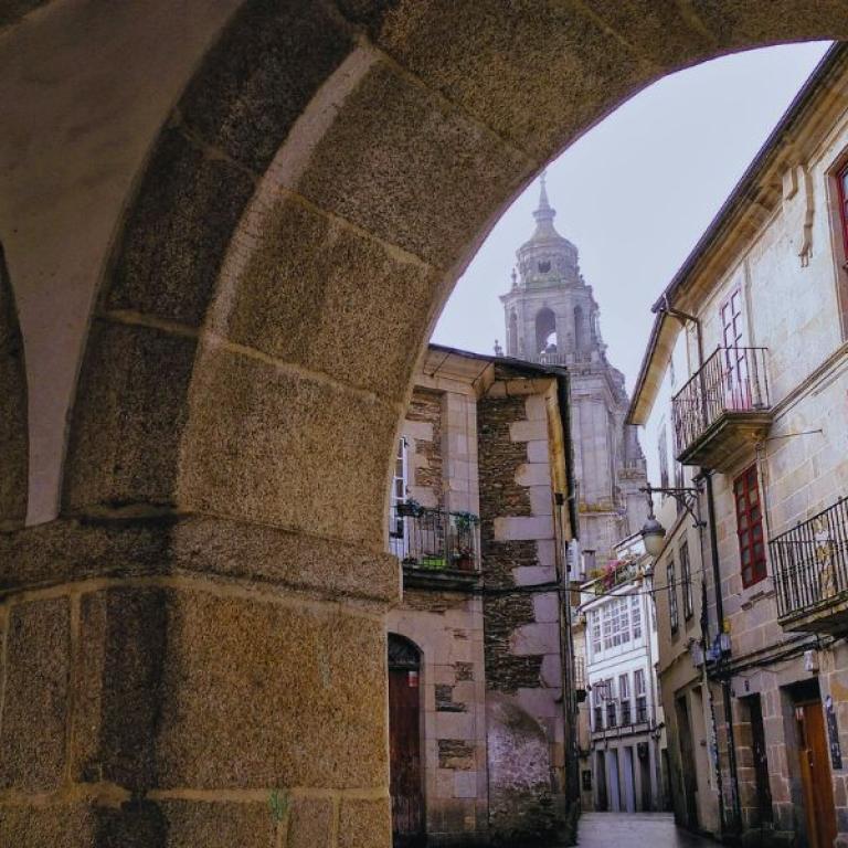 Lugo's old town arches and milestones on the Camino Primitivo