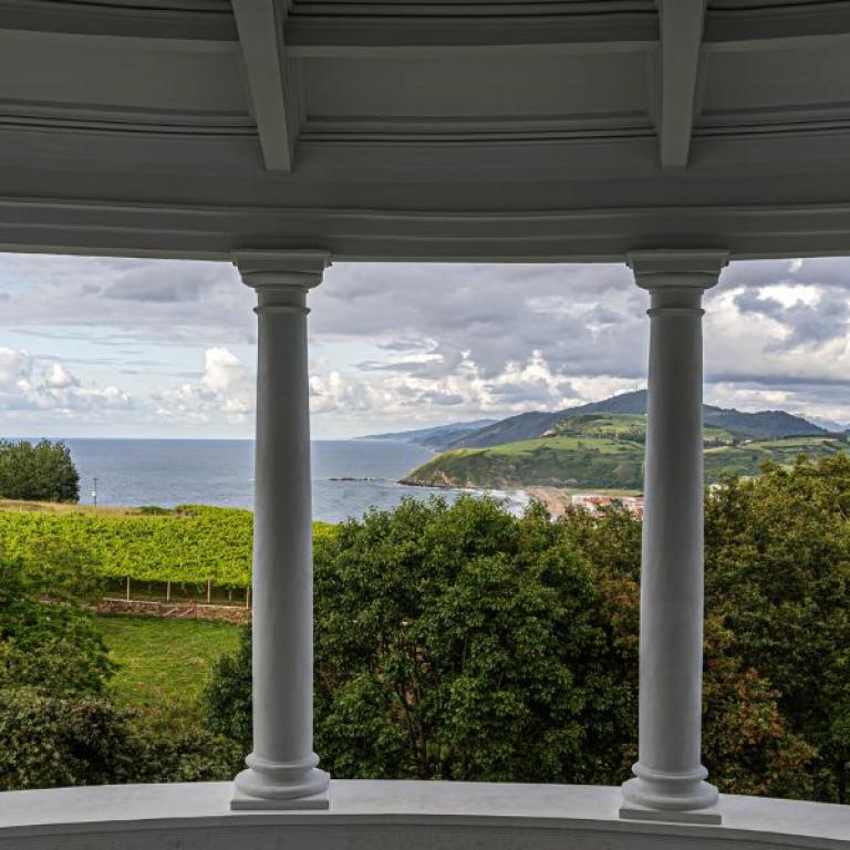 camino del norte view of ocean and vineyards of zarautz landscape