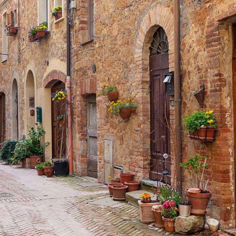 medieval street on the Etruscan Way Buonconvento Chiusi route