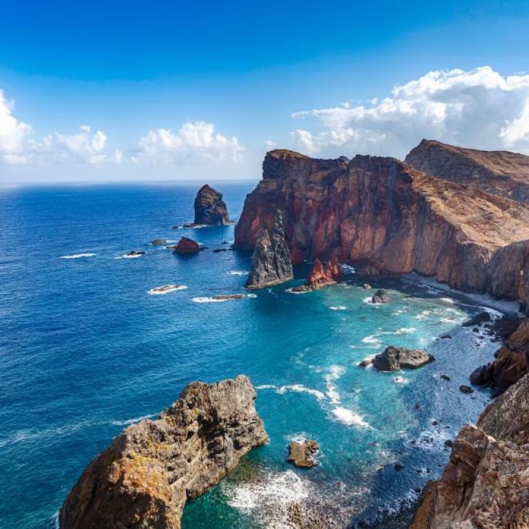 cliffs on sea in sao lorenco peninsula Madeira