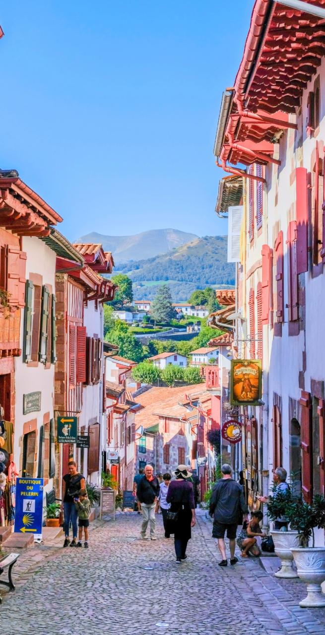 cammino de santiago in saint jean pied de port bridge and houses