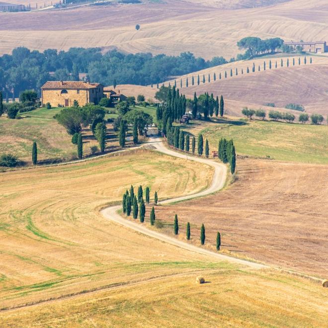 Tuscany Umbria pienza door to countryside during a tuscany walking holiday