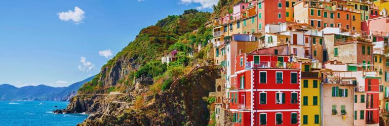 Riomaggiore Village colorfull houses on a rock Cinque Terre
