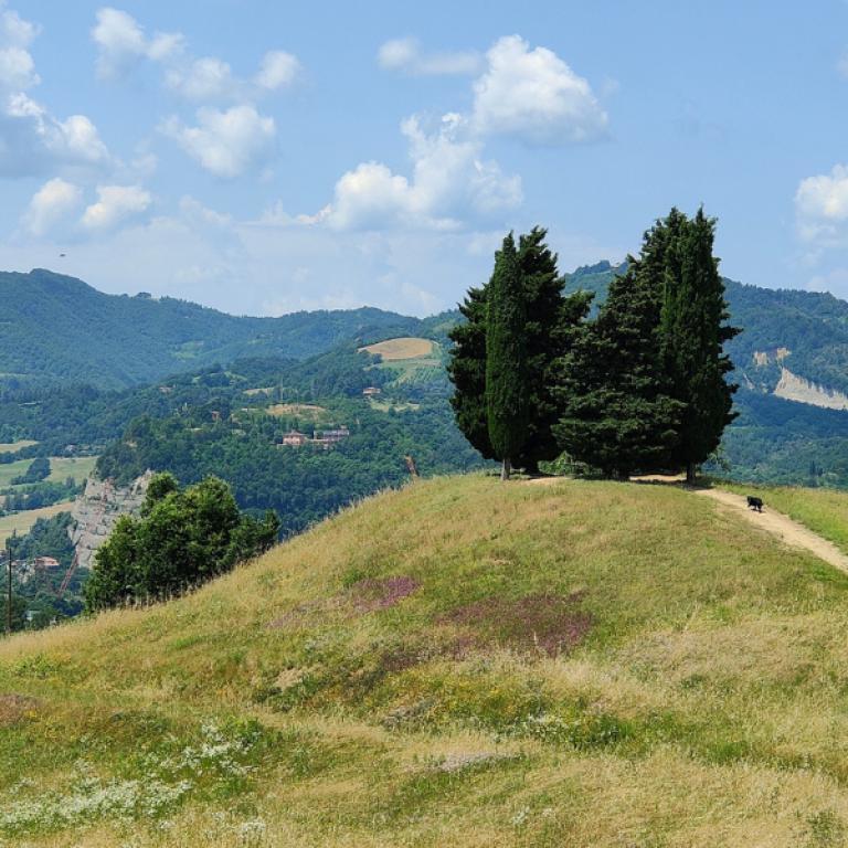 Punto panoramico lungo il cammino della Via degli Dei Facile