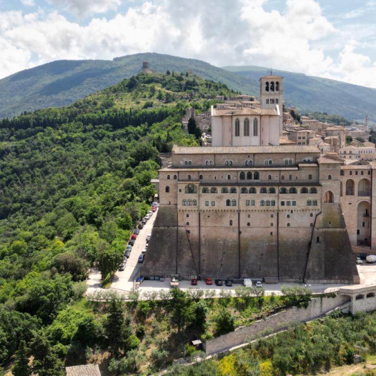 assisi fortress and umbrian hills