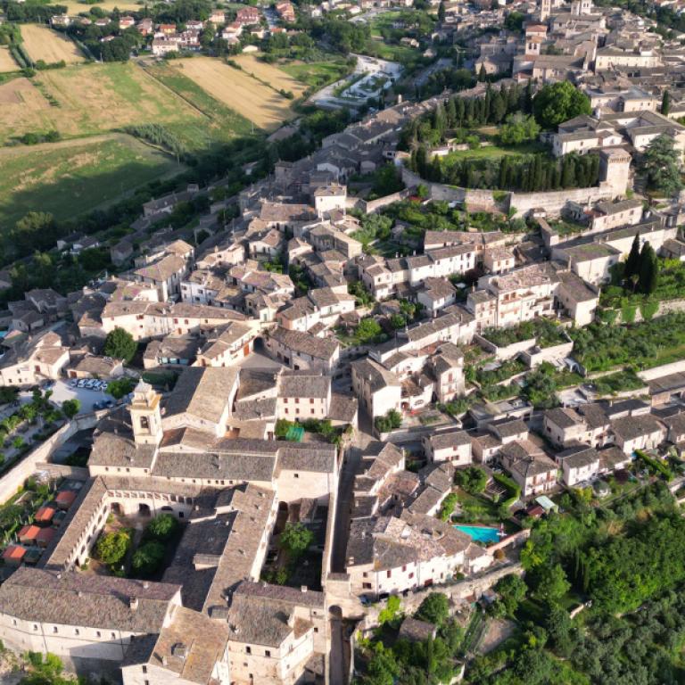 saint francis way spello town drone view 