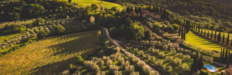beautiful tuscan landscape sunset