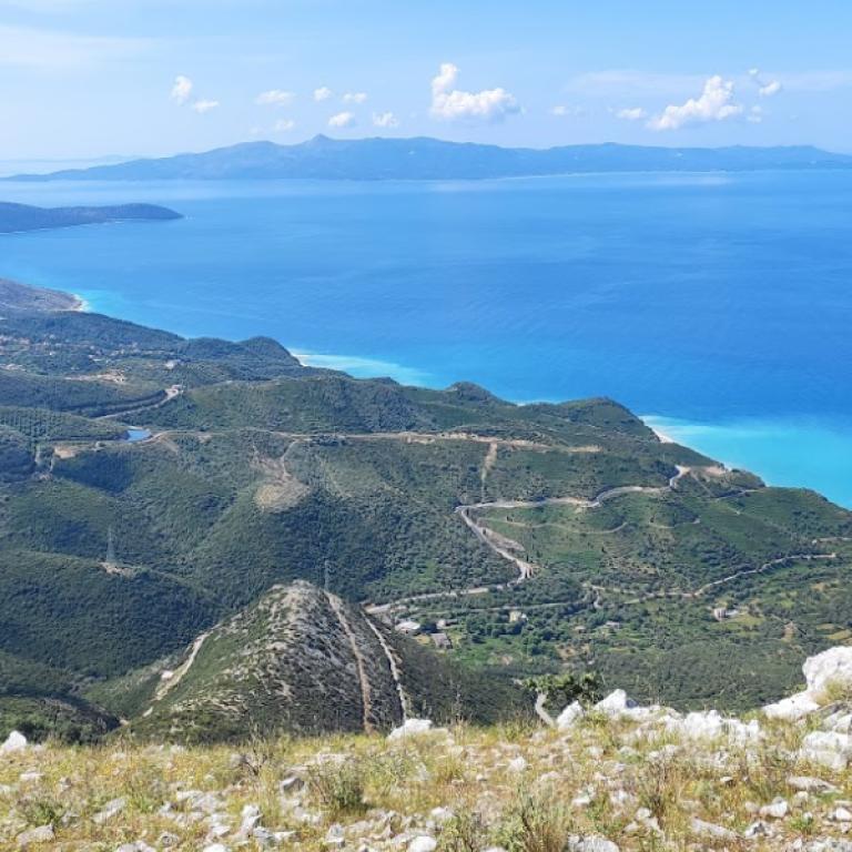 albania coastal hillside seaside path