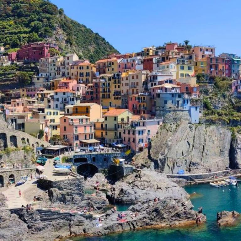 view of manarola one of the cinque terre during a hike