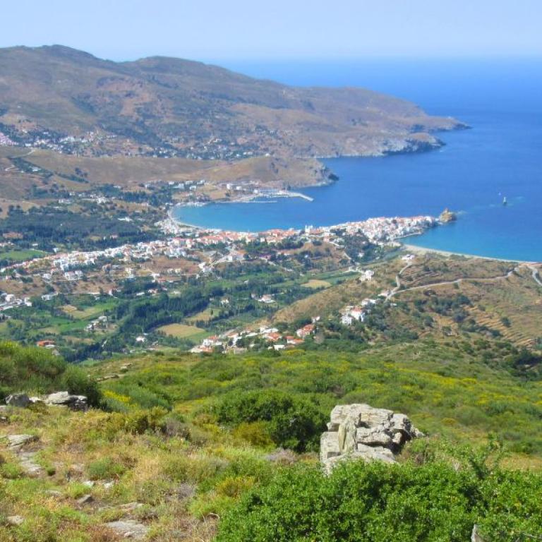 Panoramic trail overlooking the Aegean Sea in the Cyclades