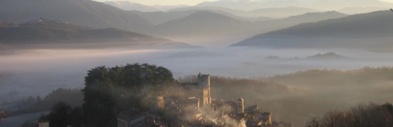 View of Orvinio on the St Benedict Path at Sunrise