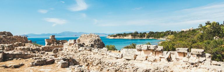 Ancient ruins overlooking the sea during unforgettable Aegina holidays